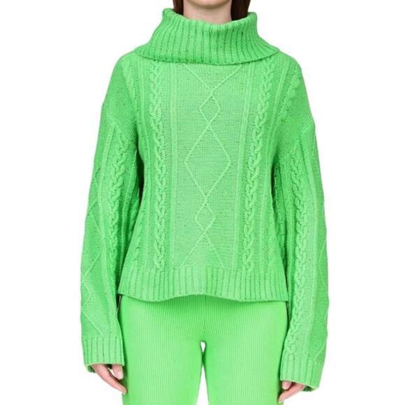 Sanctuary Mod Cable Sweater - Electric Green Size L - Picture 1 of 8